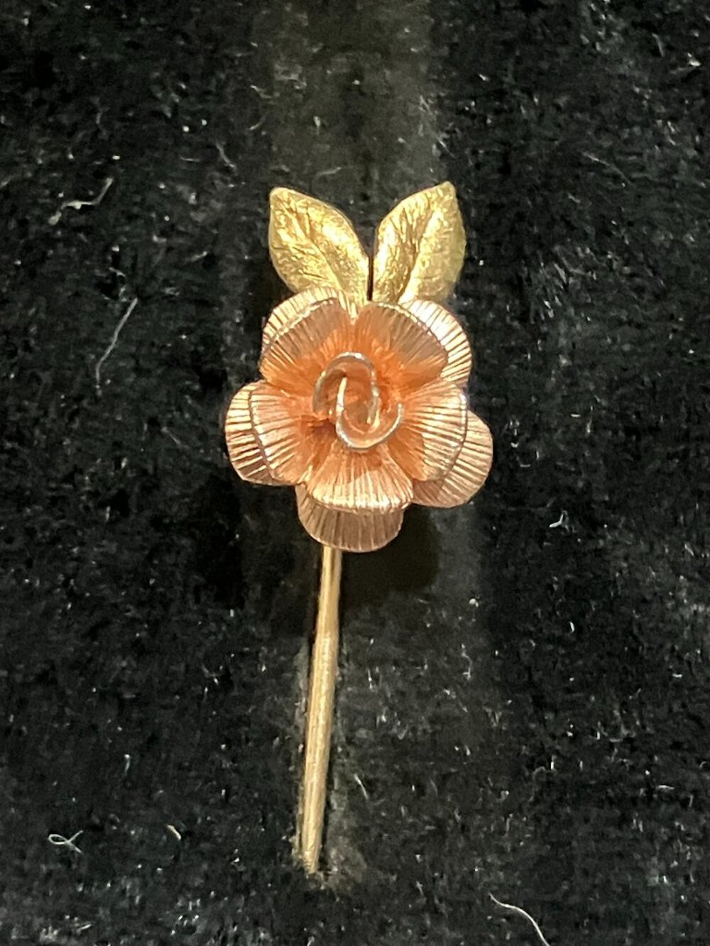Vintage Krementz  Pink Rose Stick / Tie / Scarf Pin